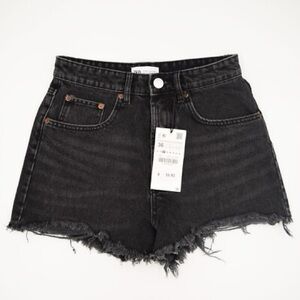 ZARA High Rise Distressed Women’s Black Denim Shorts